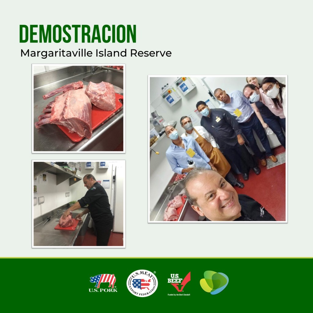 Demostracion de carne de res y cerdo americana en Margaritaville Island Reserve